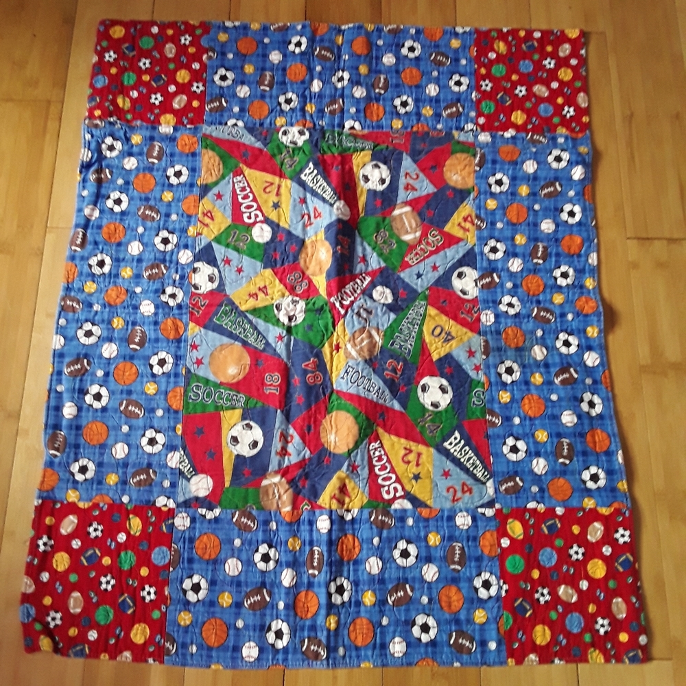 Handmade Sports Crib Quilt